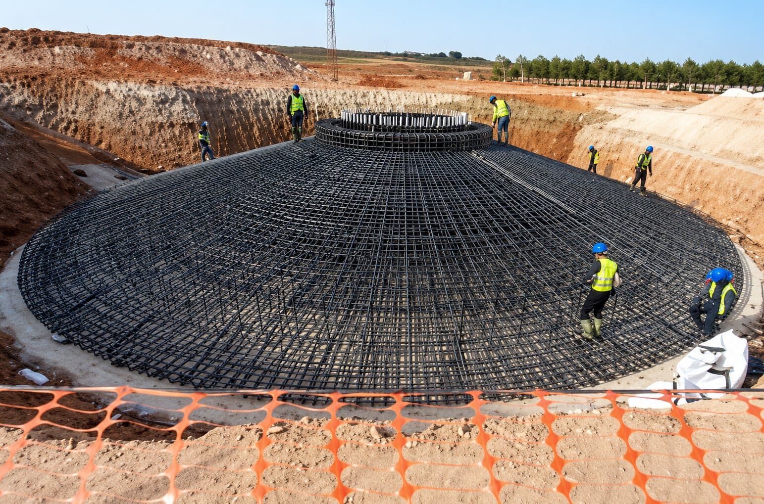 Fundação de aerogerador em construção